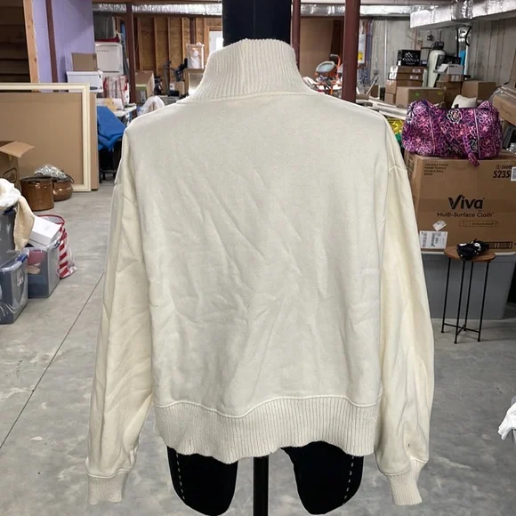 Primark Mockneck sweatshirt/sweater with ribbed detailing in cream - Picture 3 of 4